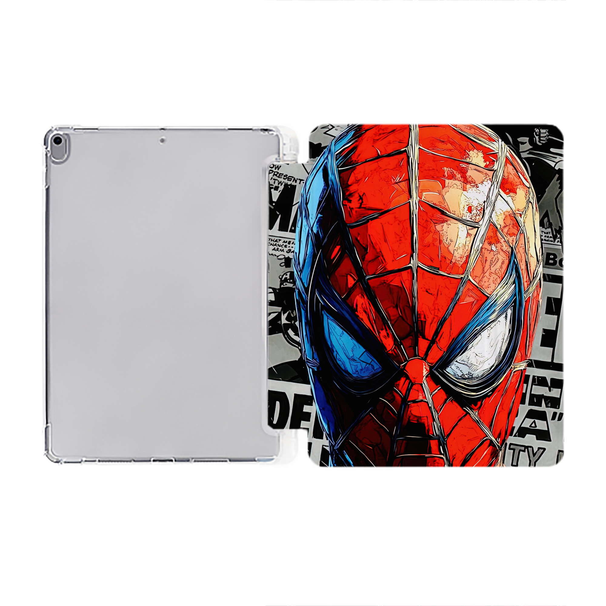 （画像用） Spider Man スパイダーマン IPad ケース ペン収納付き 三つ折りスタンド PUレザー×シリコン 対応機種9.5/10.5/10.9インチ